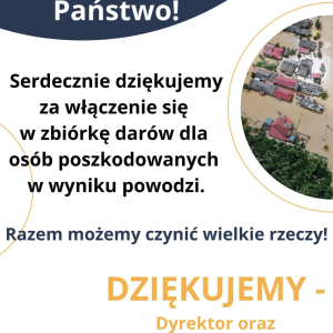 Podziękowanie za właczenie się do akcji na rzecz powodzian