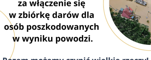 Podziękowanie za włączenie się do akcji na rzecz powodzian