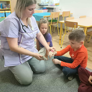 Dziecko dotyka gekona