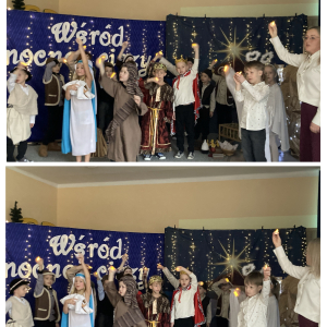 Wspólne śpiewanie pastorałki z zapalonymi światełkami