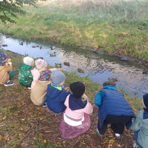 „Chwila uważności – dokarmiamy kaczki nad rzeką.”